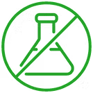 Ikona zaškrtlé laboratorní baňky znázorňující, že doplňky stravy pro zvířata MasticVital s chioskou mastichou jsou bez použití chemických přísad a jsou čistě přírodní