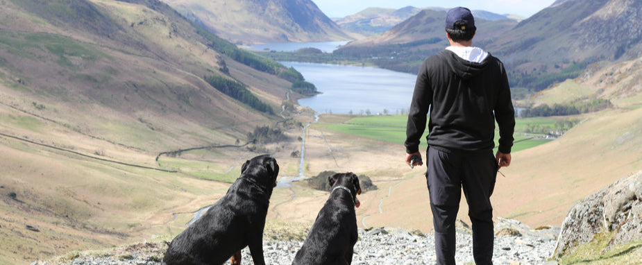 Muž, který pečuje o zdraví, kondici a vitality svých zvířecích mazlíčků, psů